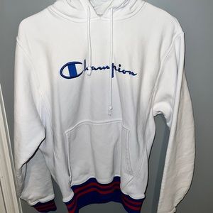 White Champion Embroidery Hoodie